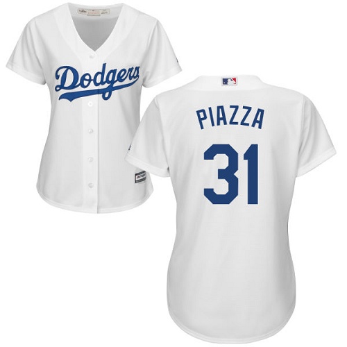 Women's Majestic Los Angeles Dodgers #31 Mike Piazza Authentic White Home Cool Base MLB Jersey