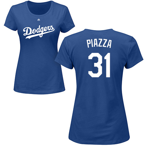 Women's Majestic Los Angeles Dodgers #31 Mike Piazza Replica White Home Cool Base MLB Jersey