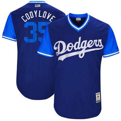 Men's Majestic Los Angeles Dodgers #35 Cody Bellinger "Codylove" Authentic Navy Blue 2017 Players Weekend MLB Jersey
