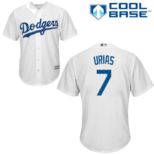 Men's Majestic Los Angeles Dodgers #7 Julio Urias Replica White Home Cool Base MLB Jersey