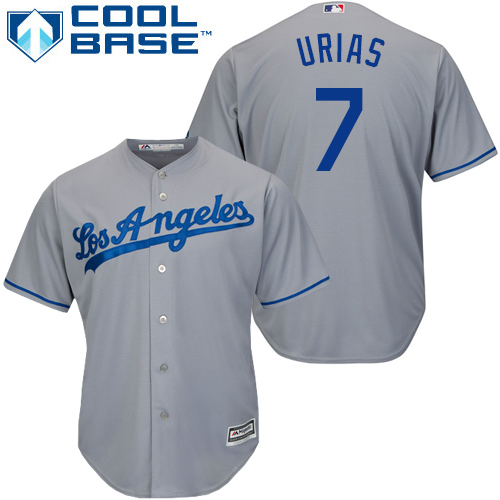 Youth Majestic Los Angeles Dodgers #7 Julio Urias Authentic Grey Road Cool Base MLB Jersey