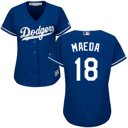 Women's Majestic Los Angeles Dodgers #18 Kenta Maeda Authentic Royal Blue Alternate Cool Base MLB Jersey