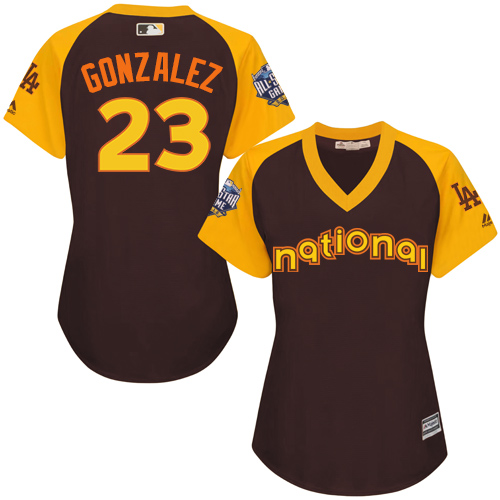 Women's Majestic Los Angeles Dodgers #23 Adrian Gonzalez Authentic Brown 2016 All-Star National League BP Cool Base MLB Jersey
