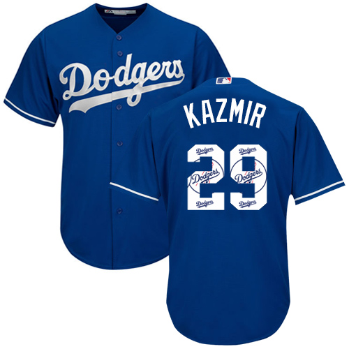 Men's Majestic Los Angeles Dodgers #29 Scott Kazmir Authentic Royal Blue Team Logo Fashion Cool Base MLB Jersey