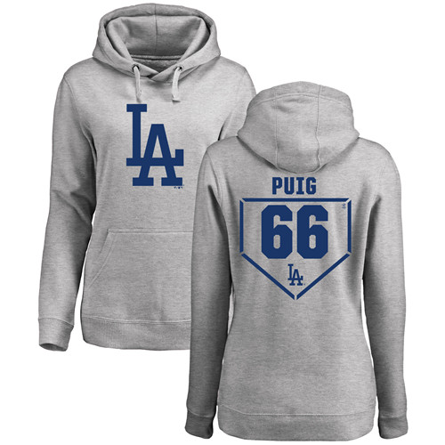 Women's Majestic Los Angeles Dodgers #66 Yasiel Puig Replica Pink Fashion Cool Base MLB Jersey