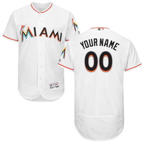 Men's Majestic Miami Marlins Customized Authentic White Home Cool Base MLB Jersey