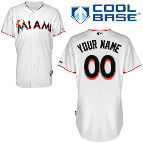 Youth Majestic Miami Marlins Customized Replica White Home Cool Base MLB Jersey