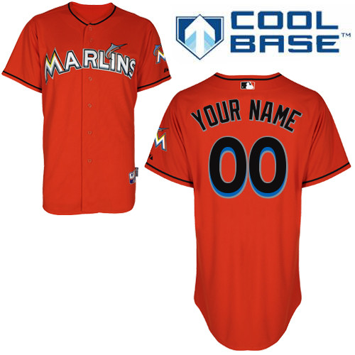 Youth Majestic Miami Marlins Customized Authentic Orange Alternate 1 Cool Base MLB Jersey