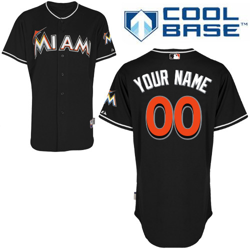 Youth Majestic Miami Marlins Customized Authentic Black Alternate 2 Cool Base MLB Jersey