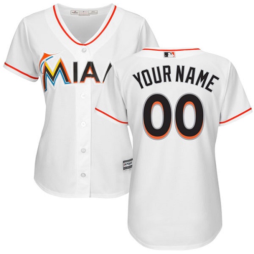 Women's Majestic Miami Marlins Customized Authentic White Home Cool Base MLB Jersey