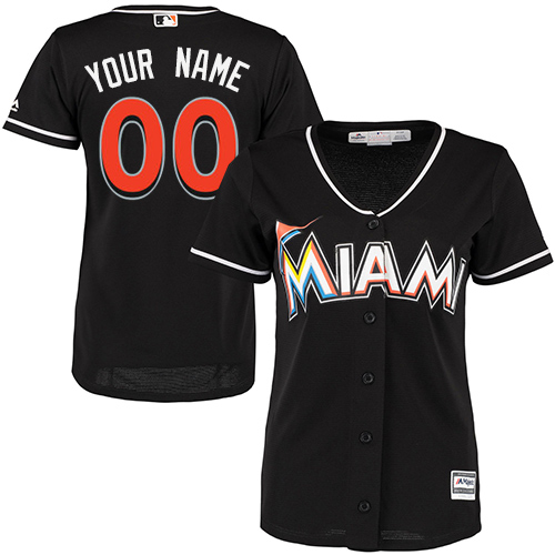 Women's Majestic Miami Marlins Customized Authentic Black Alternate 2 Cool Base MLB Jersey