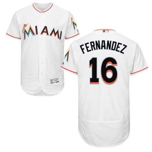 Men's Majestic Miami Marlins #16 Jose Fernandez Authentic White Home Cool Base MLB Jersey