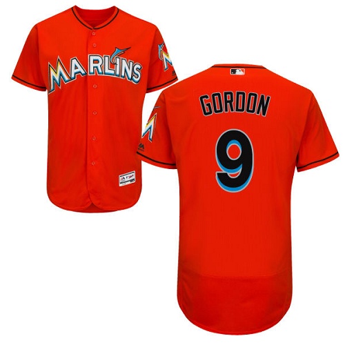 Men's Majestic Miami Marlins #9 Dee Gordon Orange Flexbase Authentic Collection MLB Jersey