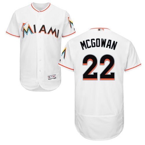 Men's Majestic Miami Marlins #22 Dustin McGowan Authentic White Home Cool Base MLB Jersey