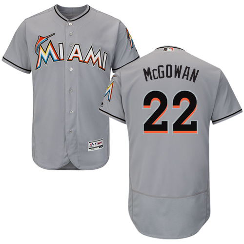 Men's Majestic Miami Marlins #22 Dustin McGowan Authentic Grey Road Cool Base MLB Jersey