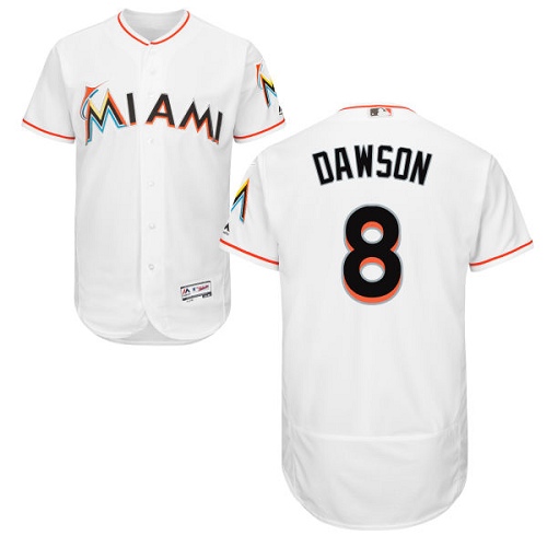 Men's Majestic Miami Marlins #8 Andre Dawson Authentic White Home Cool Base MLB Jersey
