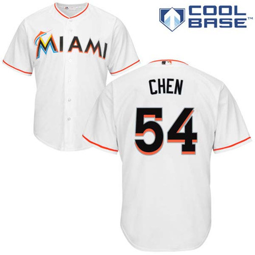 Men's Majestic Miami Marlins #54 Wei-Yin Chen Replica White Home Cool Base MLB Jersey