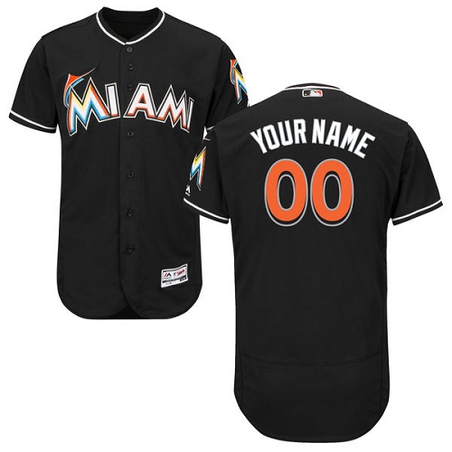 Men's Majestic Miami Marlins Customized Black Flexbase Authentic Collection MLB Jersey