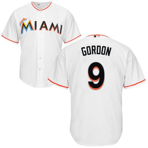 Youth Majestic Miami Marlins #9 Dee Gordon Authentic White Home Cool Base MLB Jersey