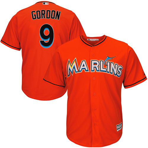 Youth Majestic Miami Marlins #9 Dee Gordon Authentic Orange Alternate 1 Cool Base MLB Jersey