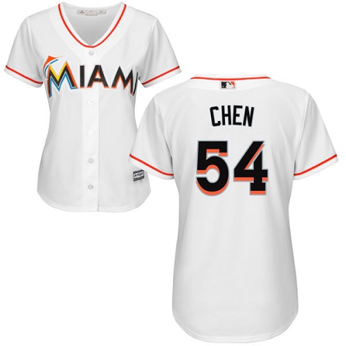 Women's Majestic Miami Marlins #54 Wei-Yin Chen Replica White Home Cool Base MLB Jersey