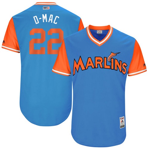 Men's Majestic Miami Marlins #22 Dustin McGowan "D-Mac" Authentic Blue 2017 Players Weekend MLB Jersey