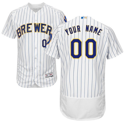 Men's Majestic Milwaukee Brewers Customized Authentic White Home Cool Base MLB Jersey