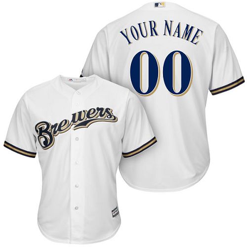 Men's Majestic Milwaukee Brewers Customized Replica White Home Cool Base MLB Jersey