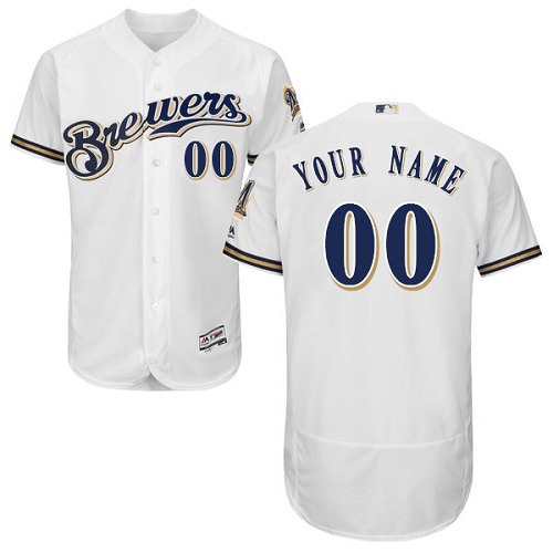 Men's Majestic Milwaukee Brewers Customized Authentic White Alternate Cool Base MLB Jersey