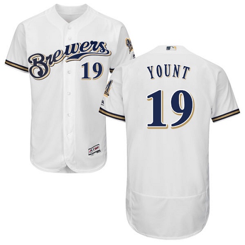 Men's Majestic Milwaukee Brewers #19 Robin Yount Authentic White Alternate Cool Base MLB Jersey