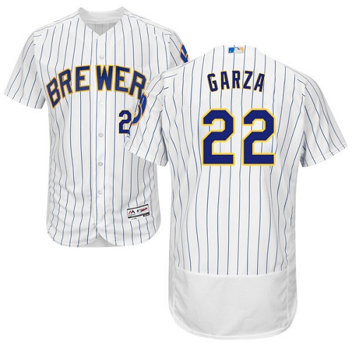 Men's Majestic Milwaukee Brewers #22 Matt Garza Authentic White Home Cool Base MLB Jersey