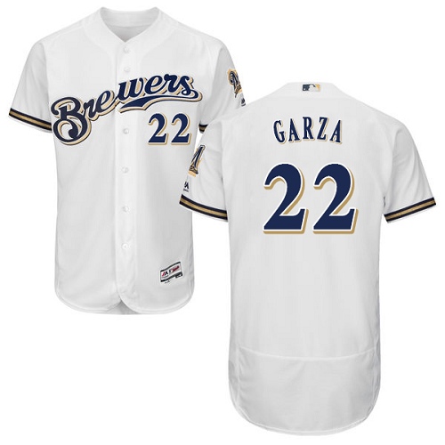 Men's Majestic Milwaukee Brewers #22 Matt Garza Authentic White Alternate Cool Base MLB Jersey