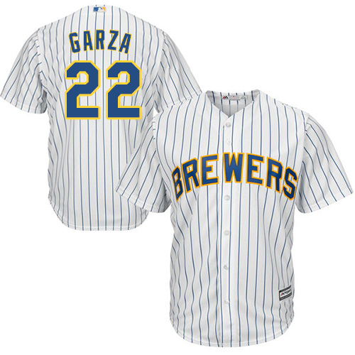 Men's Majestic Milwaukee Brewers #22 Matt Garza Replica White Alternate Cool Base MLB Jersey