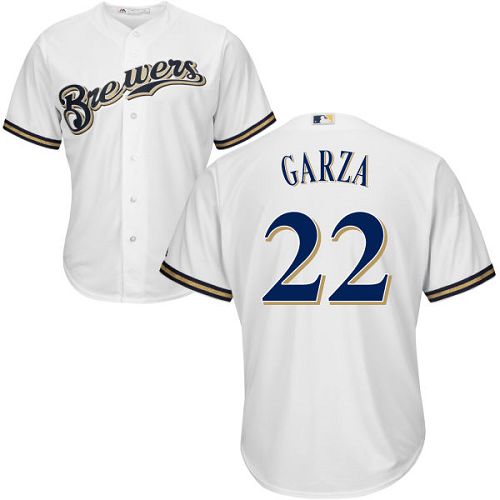 Youth Majestic Milwaukee Brewers #22 Matt Garza Authentic White Home Cool Base MLB Jersey