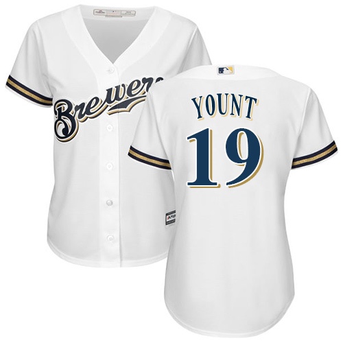 Women's Majestic Milwaukee Brewers #19 Robin Yount Replica White Home Cool Base MLB Jersey