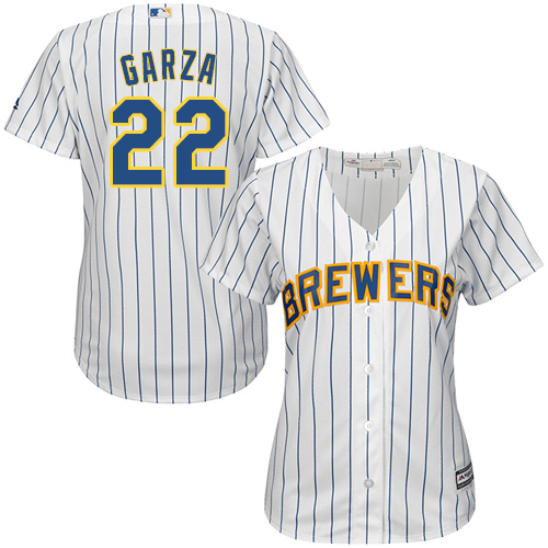 Women's Majestic Milwaukee Brewers #22 Matt Garza Authentic White Alternate Cool Base MLB Jersey