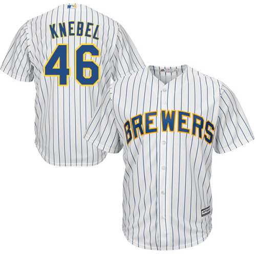 Youth Majestic Milwaukee Brewers #46 Corey Knebel Replica White Alternate Cool Base MLB Jersey