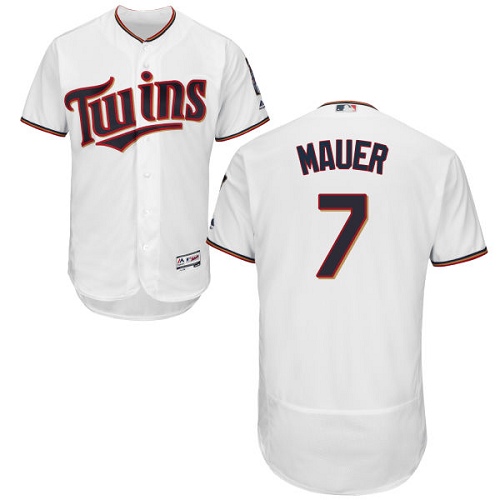 Men's Majestic Minnesota Twins #7 Joe Mauer Authentic White Home Cool Base MLB Jersey