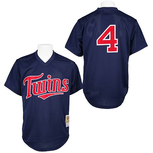 Men's Mitchell and Ness 1996 Minnesota Twins #4 Paul Molitor Authentic Navy Blue Throwback MLB Jersey