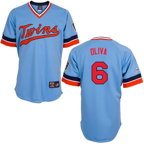 Men's Majestic Minnesota Twins #6 Tony Oliva Authentic Light Blue Cooperstown Throwback MLB Jersey