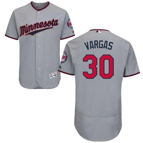 Men's Majestic Minnesota Twins #19 Kennys Vargas Authentic Grey Road Cool Base MLB Jersey