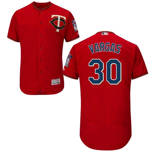 Men's Majestic Minnesota Twins #19 Kennys Vargas Authentic Scarlet Alternate Cool Base MLB Jersey