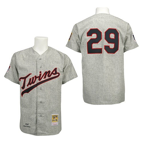 Men's Mitchell and Ness 1969 Minnesota Twins #29 Rod Carew Authentic Grey Throwback MLB Jersey