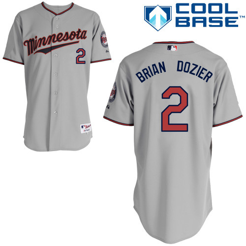 Men's Majestic Minnesota Twins #2 Brian Dozier Authentic Grey Road Cool Base MLB Jersey