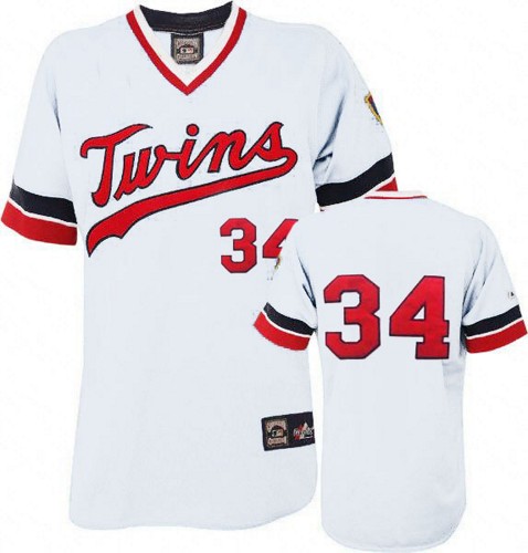 Men's Majestic Minnesota Twins #34 Kirby Puckett Authentic White Cooperstown Throwback MLB Jersey
