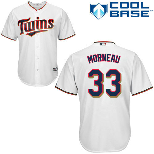 Men's Majestic Minnesota Twins #33 Justin Morneau Replica White Home Cool Base MLB Jersey