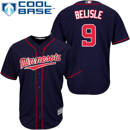 Men's Majestic Minnesota Twins #9 Matt Belisle Replica Navy Blue Alternate Road Cool Base MLB Jersey