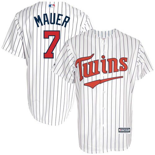 Men's Majestic Minnesota Twins #7 Joe Mauer Authentic White Cool Base MLB Jersey