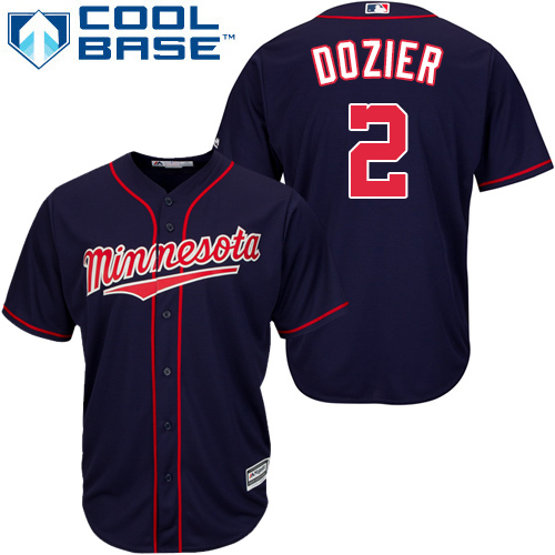 Youth Majestic Minnesota Twins #2 Brian Dozier Replica Navy Blue Alternate Road Cool Base MLB Jersey