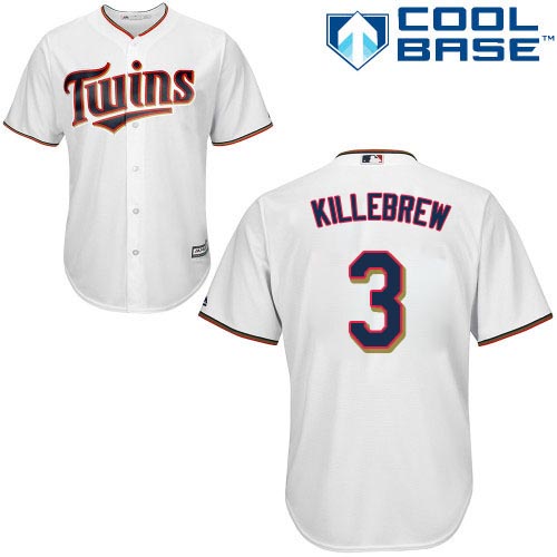 Youth Majestic Minnesota Twins #3 Harmon Killebrew Authentic White Home Cool Base MLB Jersey
